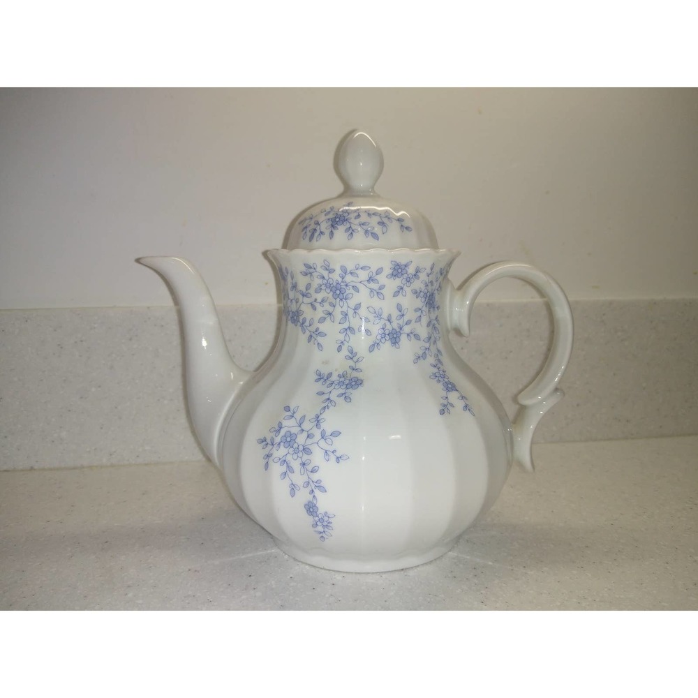 Blue flowered white wunsiedel Bavaria porcelaine 5 cup teapot